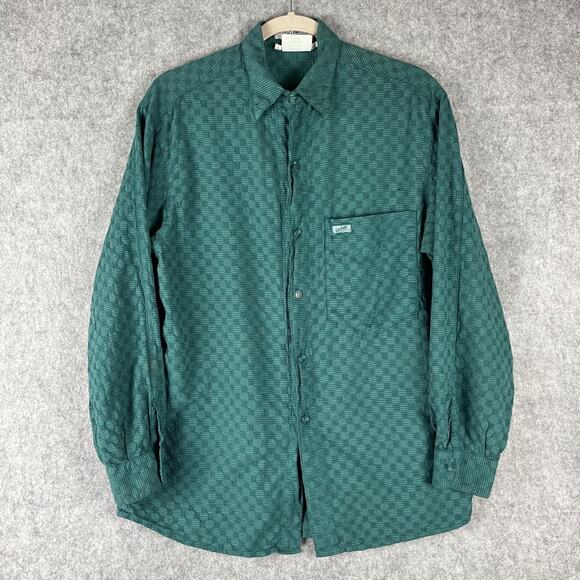 Vintage Guess Georges Marciano Shirt Mens 2 Green Textured Button Up 80s USA - Picture 1 of 15